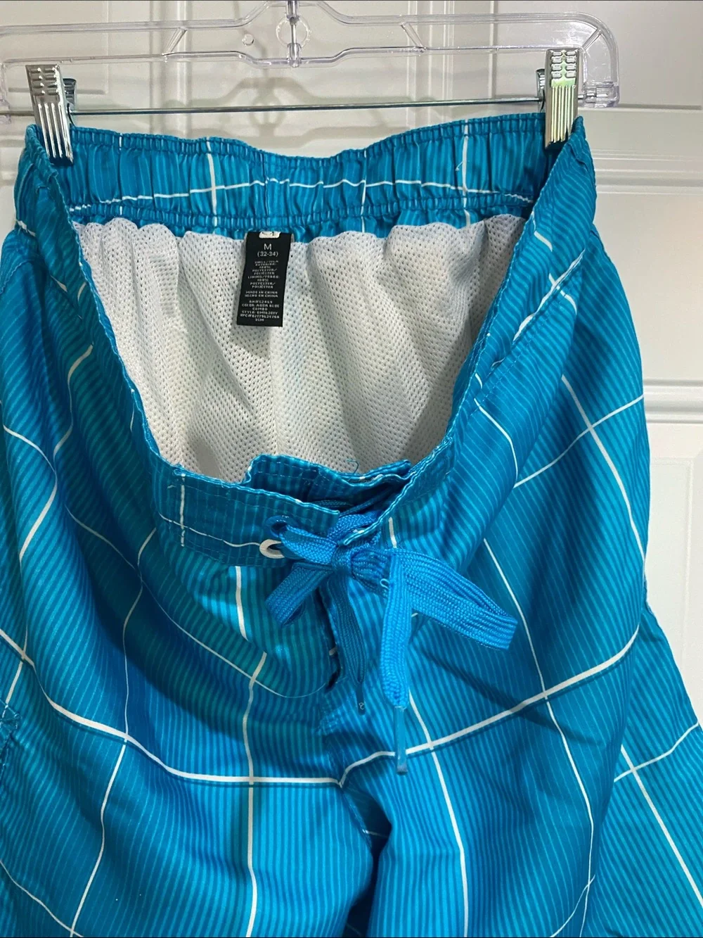 OP Turquoise Plaid Swim Board Shorts